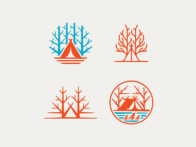 Set of Camping Logo badge branding camp camping forest illustration logo mountain outdoor tree woods