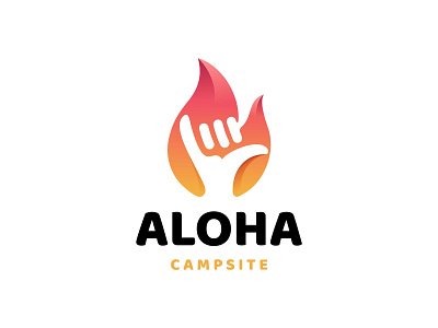 Aloha Campsite brand branding camping campsite colorful design fire flame hand hawaii icon identity illustration logo outdoor together