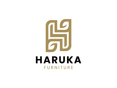 Haruka Furniture brand branding chair chair logo furniture identity interior japan leaf leaf logo letter letter logo logo minimal nature traditional