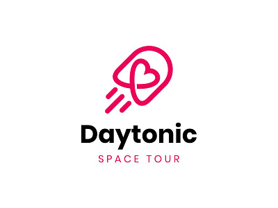 Daytonic Space Tour brand brand identity branding heart icon launch logo love mark plane rocket space symbol tour travel