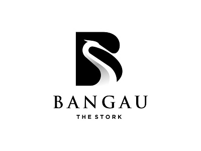 Bangau animal bird brand fly icon identity illustration initial letter logo mark monogram negative space pelican stork