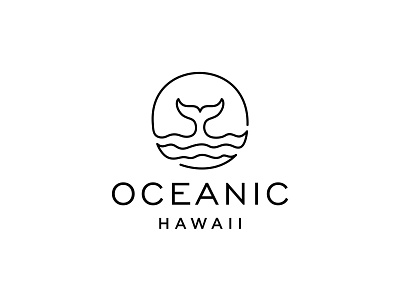 Oceanic Hawaii beach brand hawaii icon identity illustration logo logotype mark ocean pattern sea shark sunset vacation wave whale
