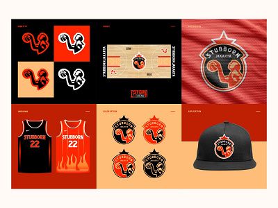 Stubborn - Basketball Team app badge basketball branding courts design hoop icon identity illustration logo print sport typography vector website