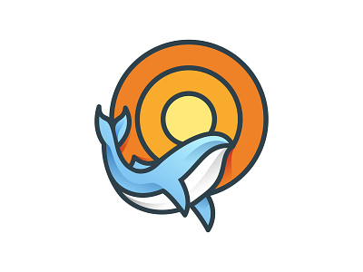 Sunset Whale badge beach branding illustration logo mark modern ocean sea simple summer sun sunset symbol tropical wave whale