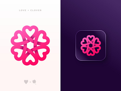 Love 3d beauty brand identity branding clover design feminine health heart icon identity illustration logo logo design love mark modern pink spa symbol