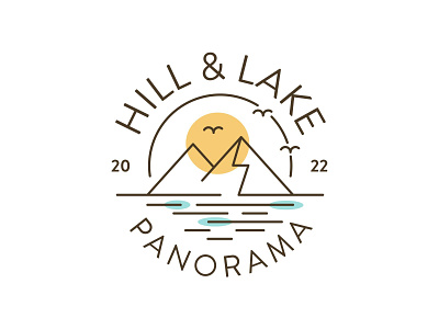Hill & Lake Panorama adventure design hill hills illustration lake landscape logo mountain packaging river scenery travel valley vector