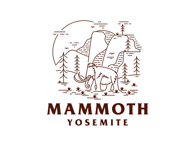 Mammoth Yosemite animal badge camping elephant illustration landscape logo mammoth mountain national park nature pine retro tree tusk usa yosemite
