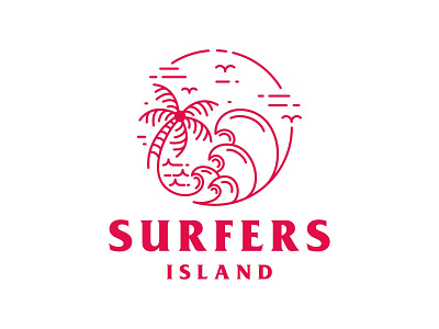 Surfer Island beach branding clothing design graphic design holiday illustration island logo ocean palm tree sea summer surf surfing tshirt vacation wave