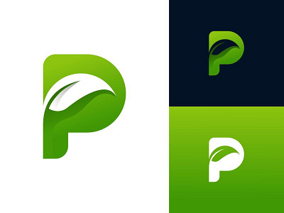 Letter P + Leaf Logo 3d logo app brand branding for sale gradient green healthy icon identity illustration leaf leaf logo letter p logo mark modern object p unused