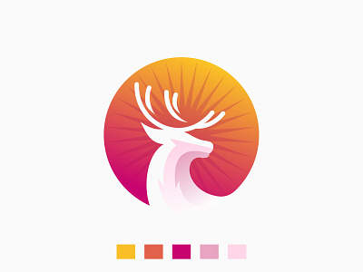 Deer Logo Design animal best brand character colour deer design dribbble elk icon identity illustration logo logotype mark mascot sport sun sunlight symbol