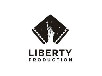 Liberty + Film Stripes Logo america branding design film illustration liberty logo logotype mark movie new york production statue strips symbol usa vector