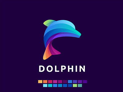 Colorful Dolphin animal brand branding colorful design dolphin fish glow identity illustration logo ocean sea ui underwater ux vector