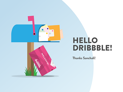 Hello Dribbble! debut hello illustration mailbox shot welcome