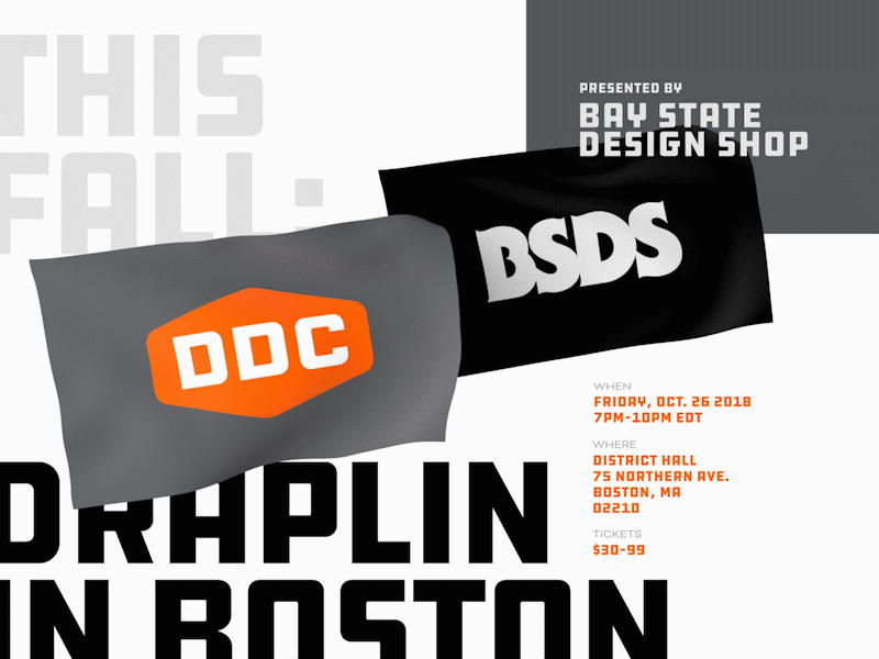 DDC x BSDS 3d aaron draplin bay state design shop blender boston bsds ddc draplin events flags massachusetts