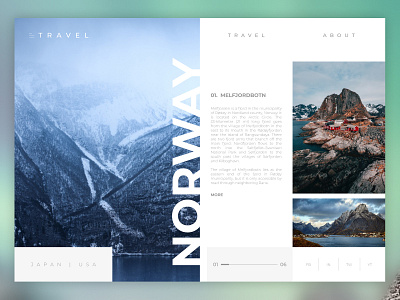 Travel Website Concept concept design minimal norvay rock snow travel traveling ui ux web website