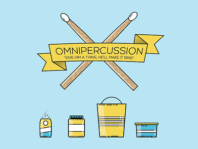 Mr. Omnipercussion bucket can drum flat illustrator jar percussion postcard sticks tupperware