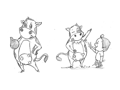 Cow Mascot Design cartoon character design monster pencil sketch rabbixel sketch