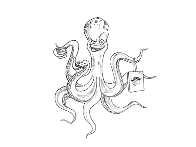 Printoctopus cartoon character design octopus pencil sketch print sketch