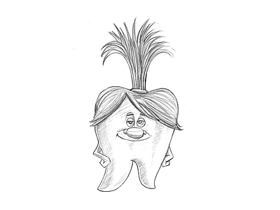 Tooth troll cartoon character cute dentist design kids pencil sketch sketch tooth troll