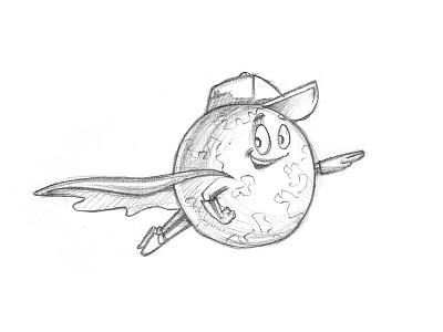Planet Tool In Superhero Pose - Design concept drawing koncept mascot pencil sketch planet tool sketching superhero