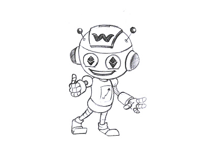 Cartoon Robot Sketch Design