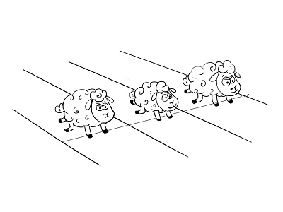 Sheep On Running Track - Sketch Design animal cartoon sketch character draw drawing hand concept koncept pencil pencil sketch sketch sketching
