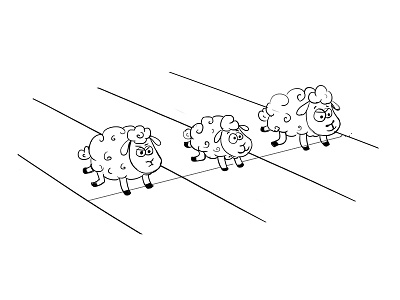 Sheep On Running Track - Sketch Design