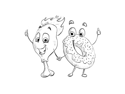 Donuts And Chicken Wing sketch Design cartoon cartoon sketch character design drawing hand concept koncept pencil pencil sketch sketch sketching