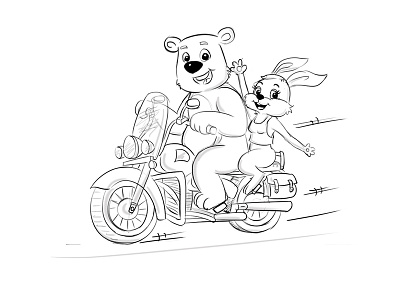 Bear And Bunny Sketch Design animal character design drawing hand concept pencil pencil sketch sketch sketching