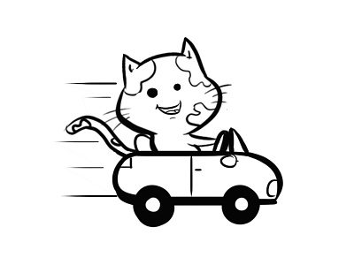 Cat Driving Car - Sketch Design