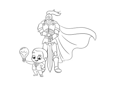 Superhero And Boy Sketch Design