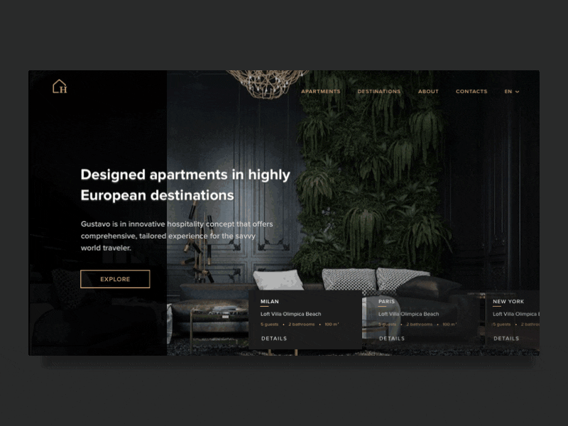 Website concept for luxury apartments apartment booking concept living luxury design motion rental ui uidesign website