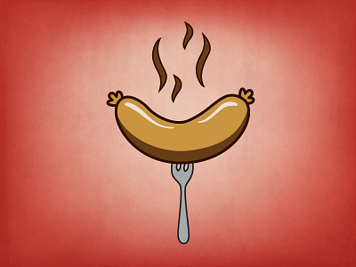 Steamie Weenie adobe food fork illustration illustrator red sausage steam steamy texture weenie