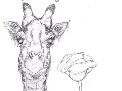 Awkward Giraffe in Poppy Field eyes fun giraffe illustration lashes poppy tall weird
