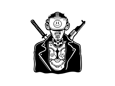 Smiley - Futuristic Thug bad guy character design cohen gum dystopian future futuristic gang gang member thug vector design vector illustration