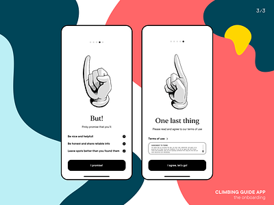 Climbing Guide app, the onboarding 3/3 bouldering climbing illustration mobile onboarding rockclimbing sport terms of use termsofuse ui uiux ux
