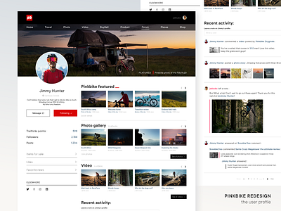 Pinkbike redesign, the user profile