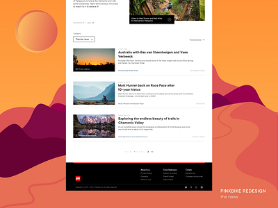Pinkbike redesign, the news bike forum illustration landingpage magazine sport ui uiux ux web website