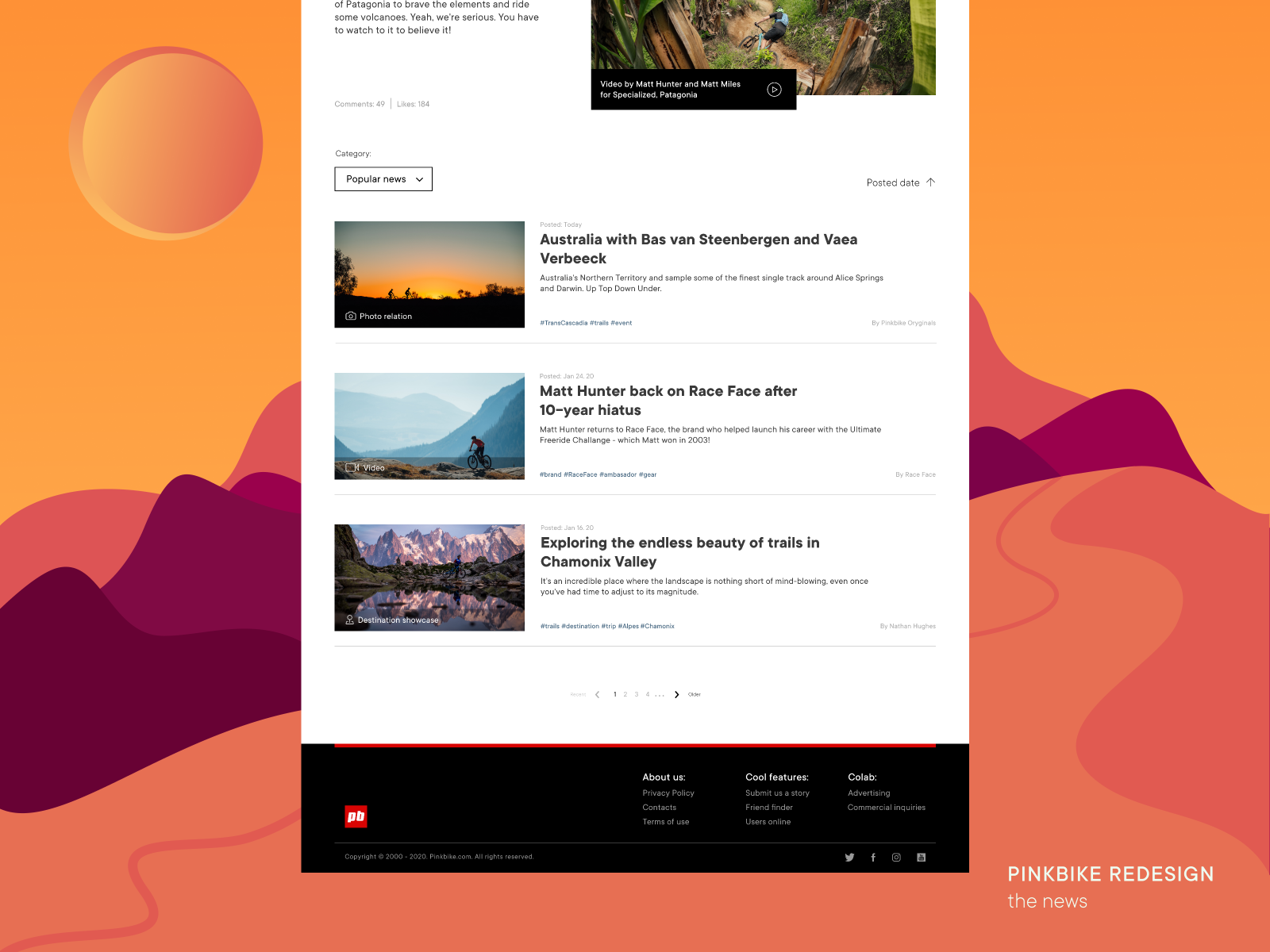 Pinkbike redesign, the news by Jakub Skowronek on Dribbble