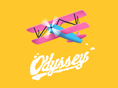 Odyssey plane on orange background bmx clouds illustration photoshop plane smoke typography