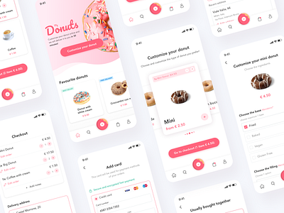 Donuts online shop design 🍩 app apple branding delivery donut donut shop donuts ecommerce interface iphone iphonex pink sketch ui ui design uidesign uiux ux uxui visual design
