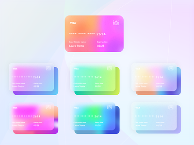 Gradient credit cards app blur brand cards colour creditcard design glass gradient illustration interface iphone logo sketch ui uidesign ux