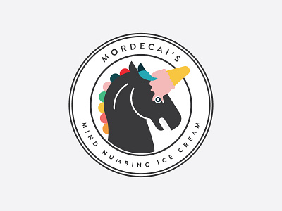 Mordecai's Unicorn badge ice cream illustrator mordecai unicorn
