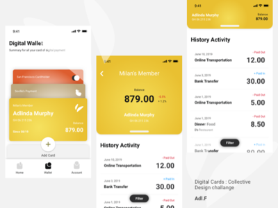 UI Wallet - Digital Card : Collective app design homepage illustration mobile ui ux