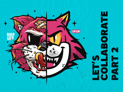 Ekiem x Martovsky | LET’S COLLABORATE #2 animals cat cats collab collaborate collaboration dirt illustrate illustration procreate sticker коллаб кот мартовский