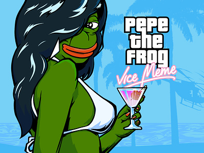 Pepe The Frog: Vice Meme art design frog game grand theft auto gta illustrate illustration illustrator illutration meme pepe pepe the frog poster procreate sketch
