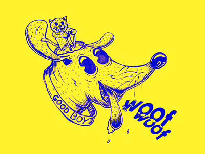 Woof - woof! animal animals brain cat dog doggy doodle doodles good boy martovsky pet pets sketch woof yellow