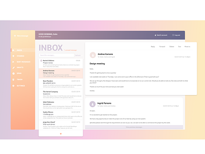 Email interface app design email design gradient graphic design inbox mail ui