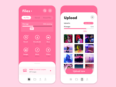 Files - Mobile app for file storage app design download files gradient graphic design mobile ui uiux ux