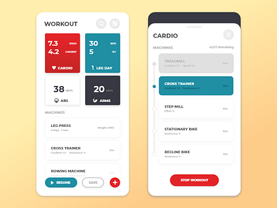 Workout tracker - Mobile app app design gradient graphic design gym mobile tracking ui uiux